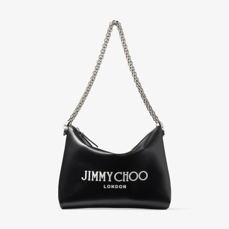 CALLIE SHOULDER | Black Leather Shoulder Bag with Jimmy Choo