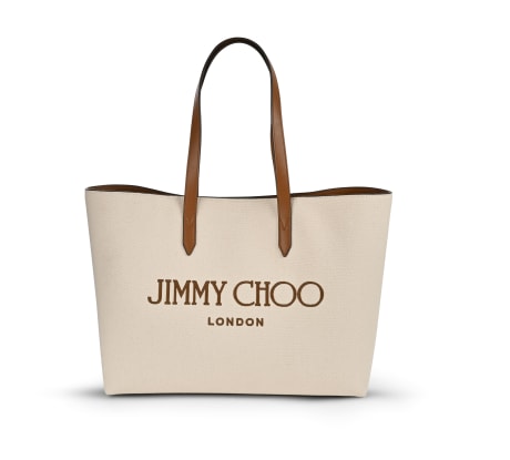 Jimmy Choo Canvas Logo トート エクルベージュ Canvas Logo Tote | Ecru/Tan Canvas Logo Tote Bag | JIMMY CHOO