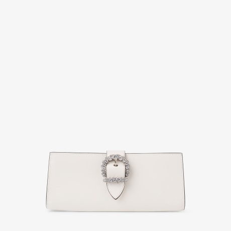 Cheri Clutch |Milk Leather Clutch Bag with Crystal Buckle