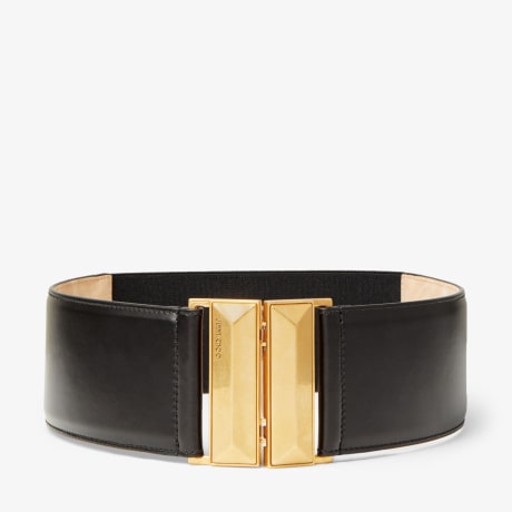 DIAMOND LOCK BELT | Black Calf Leather Lock Belt | Autumn
