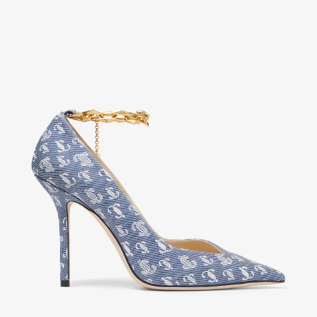 【JIMMY CHOO】Talura 100 denim pumps パンプスデニム JIMMY CHOO Talura 100 logo-jacquard denim pumps