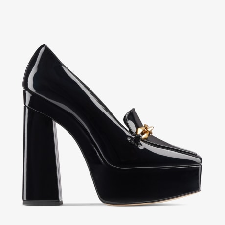 DIAMOND TILDA 140 | Black Soft Patent Leather Loafers with