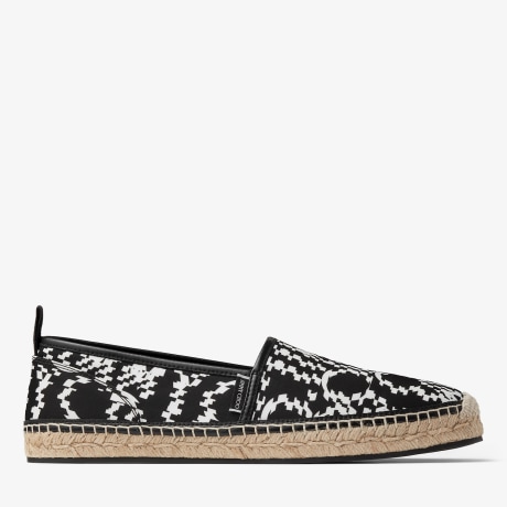 Egon | Black and White Nylon Espadrilles with Distorted