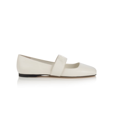 【JIMMY CHOO】Ellerby Flat - Nappa Leather ★関税送料込み Ellerby | Milk Nappa Leather Ballet Flats | New Collection