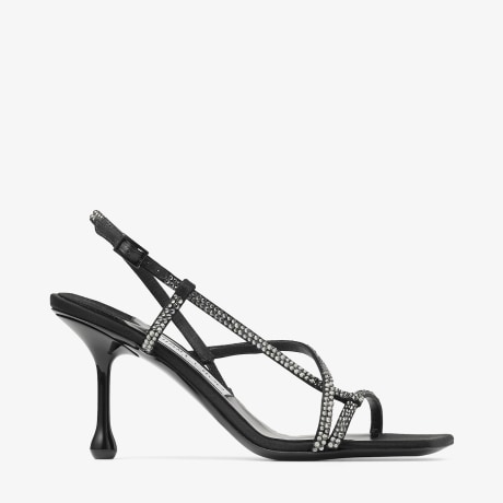 【関税込み】Jimmy Choo ブラック Etana 80 ヒールサンダル Black Etana 80 Heeled Sandals by Jimmy Choo on Sale