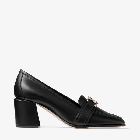 [JIMMY CHOO] Evin 65 レザー ローファー パンプス Evin 65 leather loafer pumps in blue - Jimmy Choo | Mytheresa