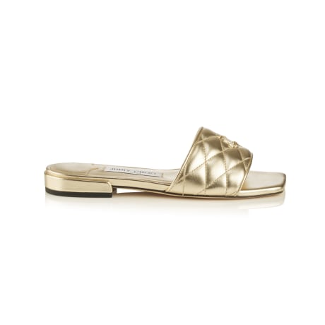 サンダル・ミュール JIMMY CHIOO FARONE100 QUILTED SANDAL CHAMPAGNE Farone 100 | Quilted Denim Sandals | New Collection| JIMMY CHOO