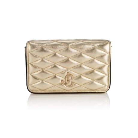 Farone Wallet/Chain | Champagne Quilted Metallic Leather