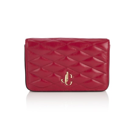 Farone Wallet/Chain | Raspberry Quilted Vintage Leather Mini