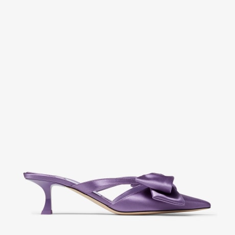 大人可愛い★Jimmy Choo FLACA 50 大リボン ミュール WISTERIA FLACA MULE 50 | Wisteria Satin Mules with Bows | Winter 2022