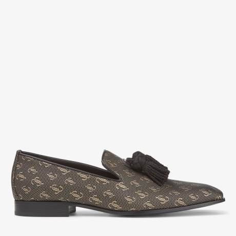 【超目玉】 and Black Gold Leather Nappa and Lurex Jacquard Monogram JC 靴