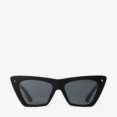 Lou | Black and Grey Acetate Cat-Eye Sunglasses | JIMMY CHOO