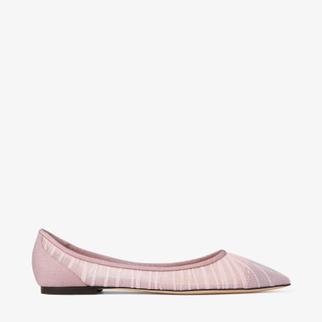 Love Flat | Rose Glitter Fabric Flats | JIMMY CHOO
