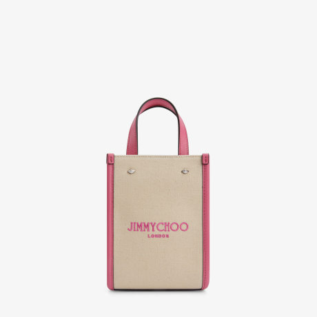 MINI N/S TOTE |Natural and Candy Pink Canvas and Mini Tote