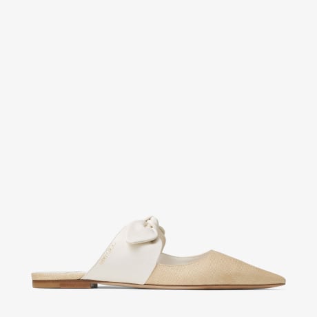 Rali Flat | Latte Nappa Leather with Raffia Flats| New Collection
