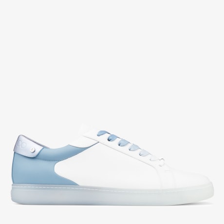 【JIMMY CHOO】Rome/M-Ojcl-Smoky スニーカー ★関税送料込み ROME/M | White and Smoky Blue Leather Low-Top Trainers