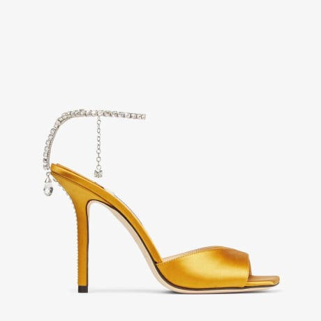 JIMMY CHOO の靴♪ ★SAEDA★ BGH SUNFLOWER 125mm【多色在庫】 SAEDA SANDAL 100 | Sunflower Satin Sandals with Crystal