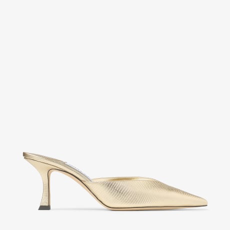 Solar 70 | Gold Lizard Printed Leather Mules | JIMMY CHOO