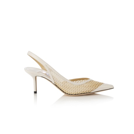 【JIMMY CHOO】Sutton Pump 85-Opms-Milk/Milk ★関税送料込み Sutton SB 65 | Milk Nappa/Mesh Sling Back Pumps | New