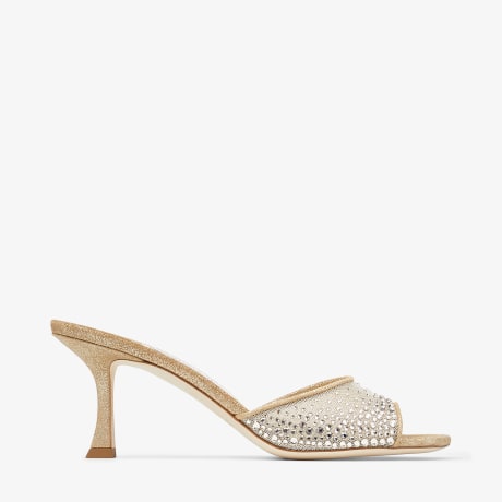 JIMMY CHOO Val 70 クリスタルメッシュ＆シマースエードサンダル JIMMY CHOO Val 70 クリスタルメッシュ＆シマースエードサンダル