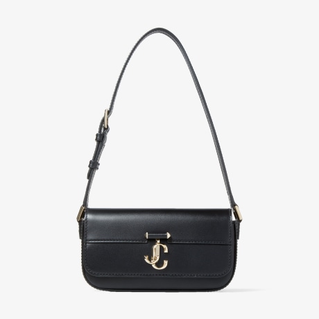 【関税&送料込】Jimmy Choo Black Satin Mini Avenue Shoulder AVENUE MINI SHOULDER | Black Satin Mini Shoulder Bag with
