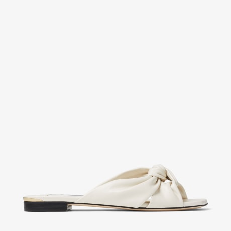 AVENUE FLAT | Latte Nappa Leather Flat Sandals | Summer Collection ...