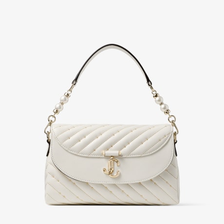 Avenue Curve Top Handle | Latte Quilted Nappa Leather Top Handle