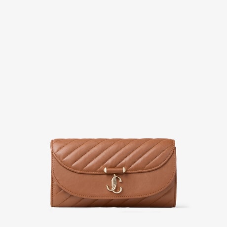 Avenue Curve Wallet With Chain | Tan Quilted Biker Leather Wallet