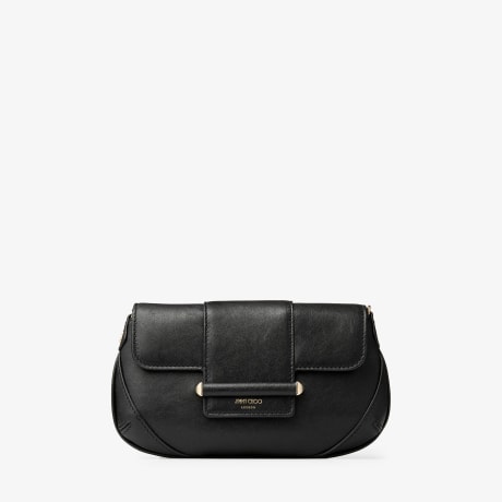 Bar Wallet With Chain | Black Biker Leather Shoulder Bag | JIMMY CHOO