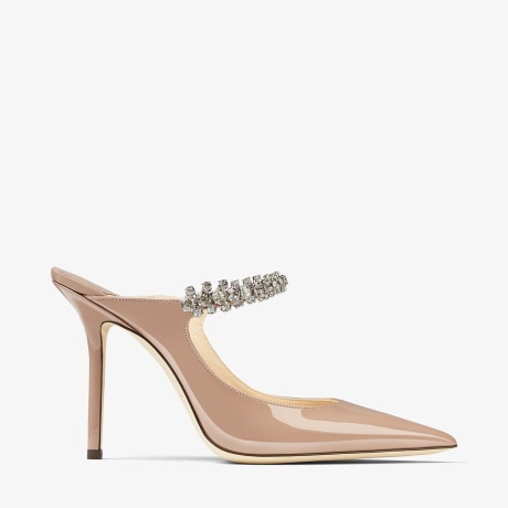 Ballet Pink Patent Leather Mules with Crystal Strap|BING 100| Autumn ...
