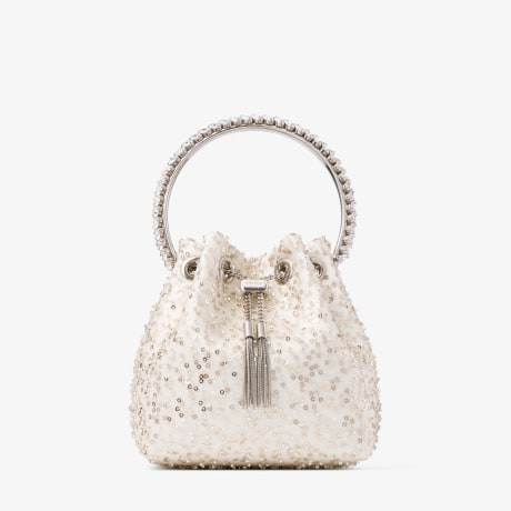 JIMMY CHOO Micro BonBon ポルカドットハートメッシュ ミニBag Micro Bon Bon | Black Polka Dot Heart Mesh Mini Bag | JIMMY CHOO