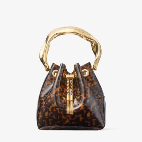 Bon Bon | Transparent Tortoisehell Bucket Bag with Sculpted Handle