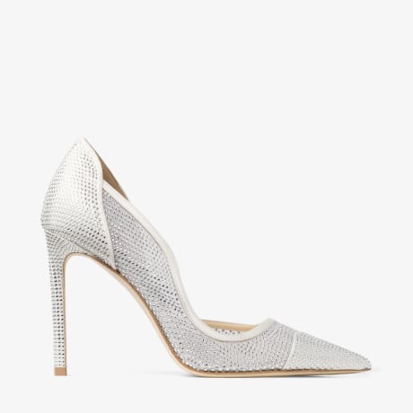 Brigitte 100 | Ivory Mesh Pumps with Crystal Embellishment | JIMMY