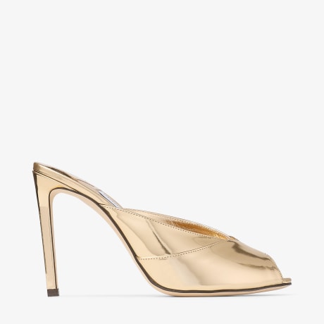 Brigitte Mule 100 | Gold Liquid Metal Leather Mules | JIMMY CHOO