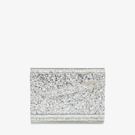 JIMMY CHOO シルバー グリッター クラッチバッグ JIMMY CHOO（ジミーチュウ） ポーチ コスメポーチ レザー 本革