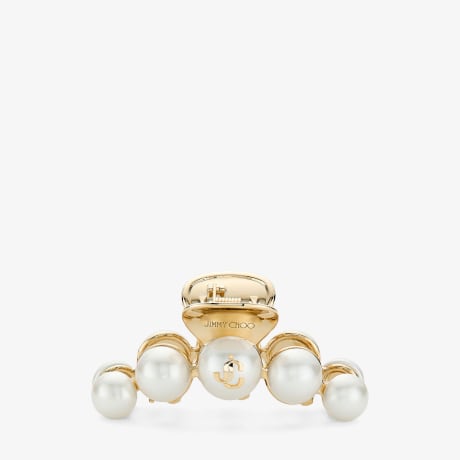 Claw Hair Clip | Gold-Finish Pearl Claw Hair Clip | JIMMY CHOO