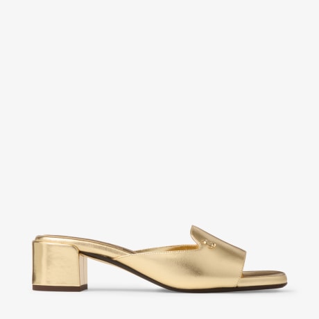Dina 45 | Gold Metallic Leather Mule Sandals | JIMMY CHOO