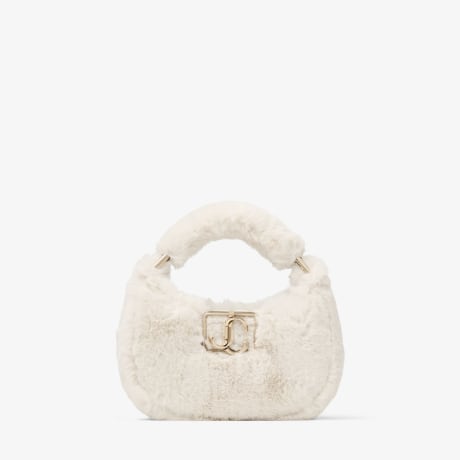 Edie Hobo Mini | Latte Faux Fur Mini Bag | JIMMY CHOO