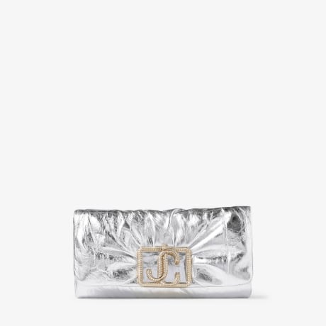 Edie Wallet With Chain | Silver Vintage Metallic Leather