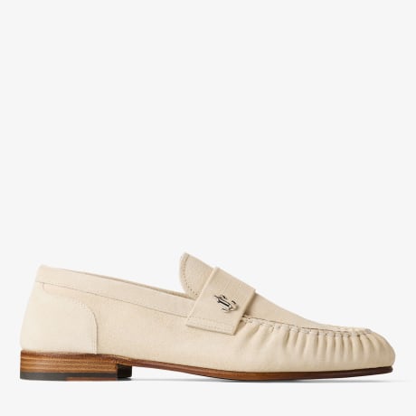 Ellis Loafer | Bone Etched Velvet Suede Loafers | JIMMY CHOO