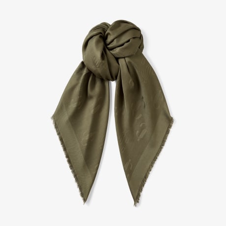 Caper Green Silk and Wool Jacquard Shawl | EMANI | Summer 2022 ...