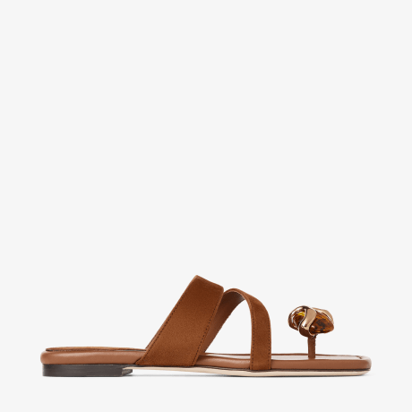 Emeri Stone Flat | Tan and Amber Suede Flat Sandals | JIMMY CHOO
