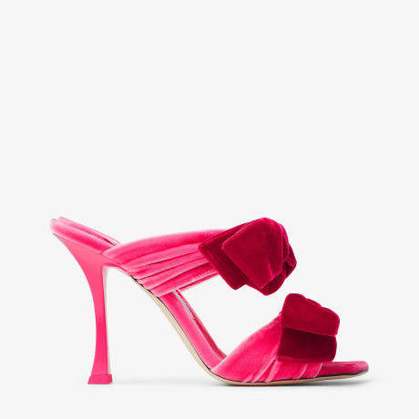 FLACA SANDAL 100 | Candy Pink Velvet Sandal with Bow | Winter 2022 ...