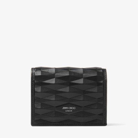 Hanne | Black Diamond Embossed 3D Leather Wallet | JIMMY CHOO