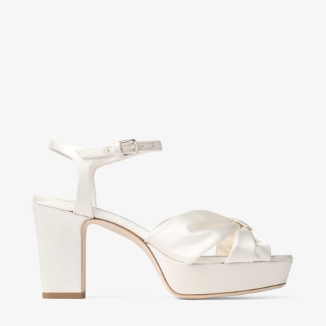 Heloise 80 | Ivory Satin Sandals | JIMMY CHOO