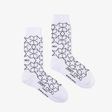 JIMMY CHOO☆ JC スターソックス M 星 ブラックホワイトミックス JC STAR SOCK/M