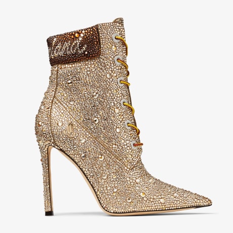 Gold Timberland Shimmer Suede Ankle Boots | JIMMY CHOO US X TIMBERLAND 6 INCH CRYSTAL BOOT | JIMMY CHOO US x Collection | JIMMY CHOO US
