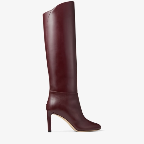 Burgundy Calf Leather Knee-High Boots | KARTER 85 | Autumn 2022 ...