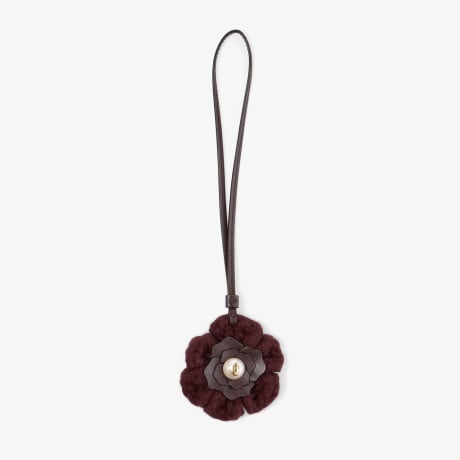 Knitted Flower Charm | Deep Merlot Knitted Wool Flower Charm with