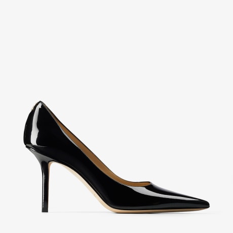 美品　JIMMY CHOO ブラック ハイヒール 36.5 Black Patent Leather Pumps with JC Emblem | LOVE 85 | 24:7 ICONS